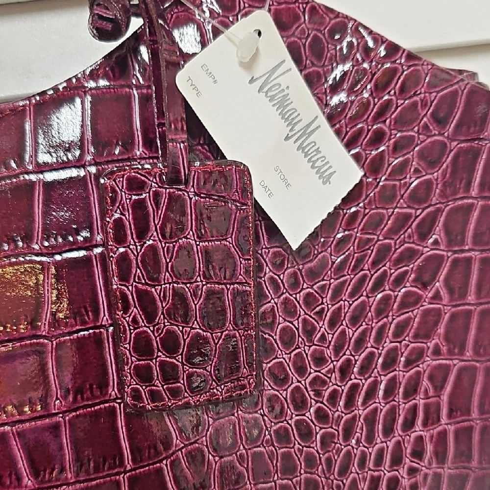 NWT Neiman Marcus Deep Purple Crocodile-Embossed Faux Leather Tote - Picture 12 of 12